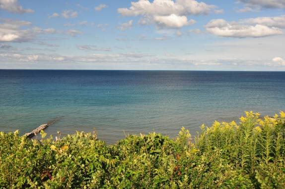 O belo lago Michigan, em Milwaukee, em Wisconsin, nos Estados Unidos